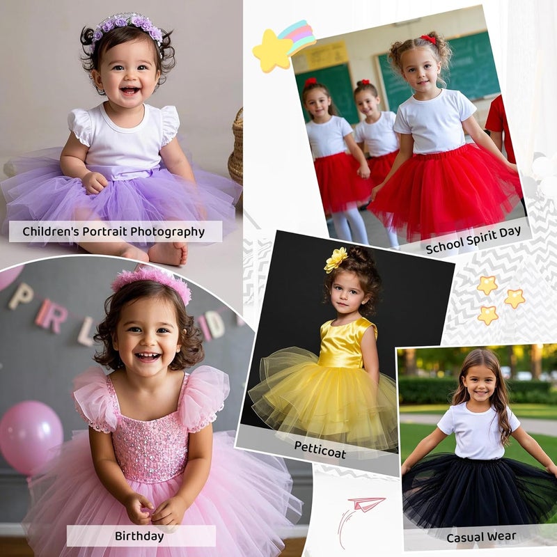 Zando 2 Pack Tutu for Toddler Girls Kids 4 Layers 2-8 Years Halloween Princess Soft Puffy Tulle Dance Skirt Birthday Dress up - Image 5